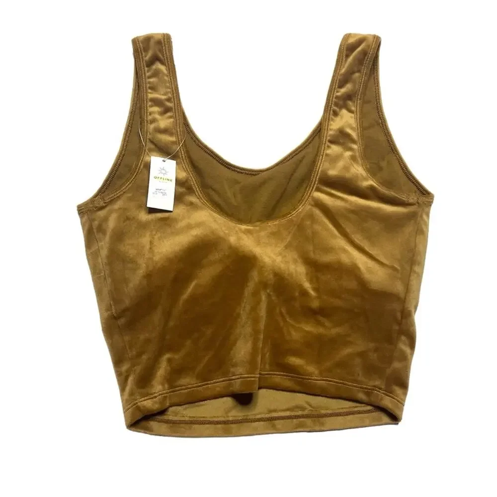 OFFLINE By Aerie After Party Velour Longline Sports Bra Size XL